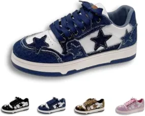Retro Cool Star Chunky Sneakers for Women Trendy Casual Aesthetic Platform Skate Walking Shoes