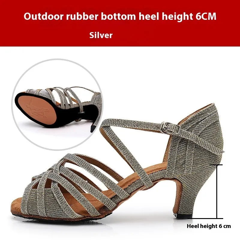 Rhinestones Latin Soft Bottom High Heel Dance Shoes