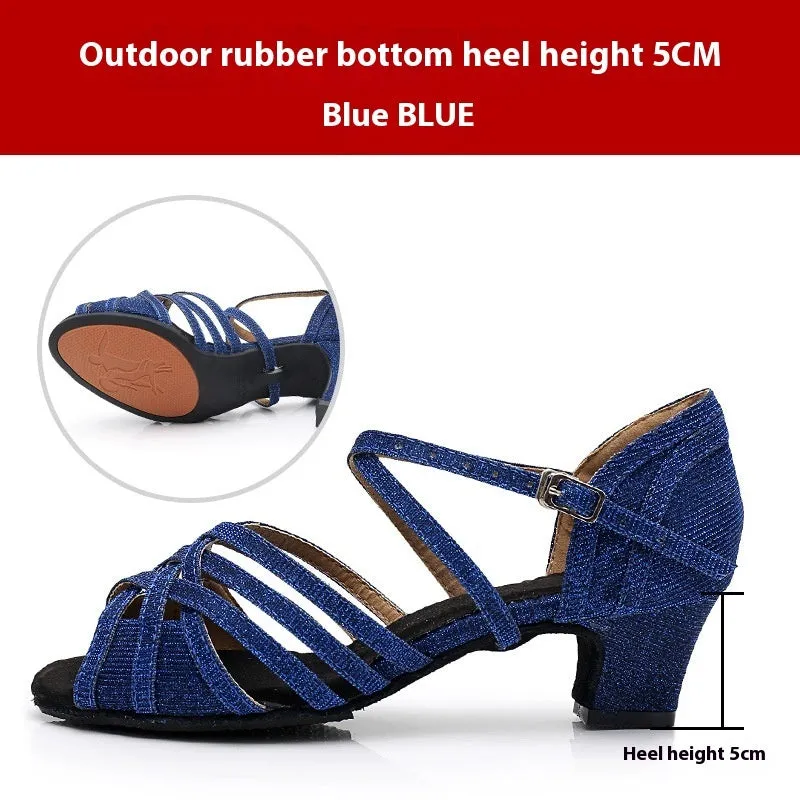 Rhinestones Latin Soft Bottom High Heel Dance Shoes