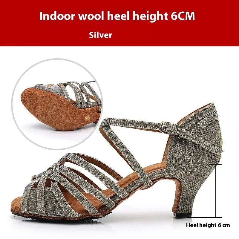 Rhinestones Latin Soft Bottom High Heel Dance Shoes
