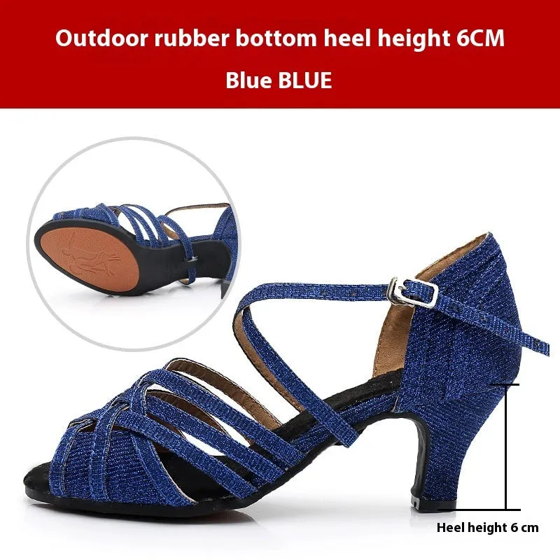 Rhinestones Latin Soft Bottom High Heel Dance Shoes