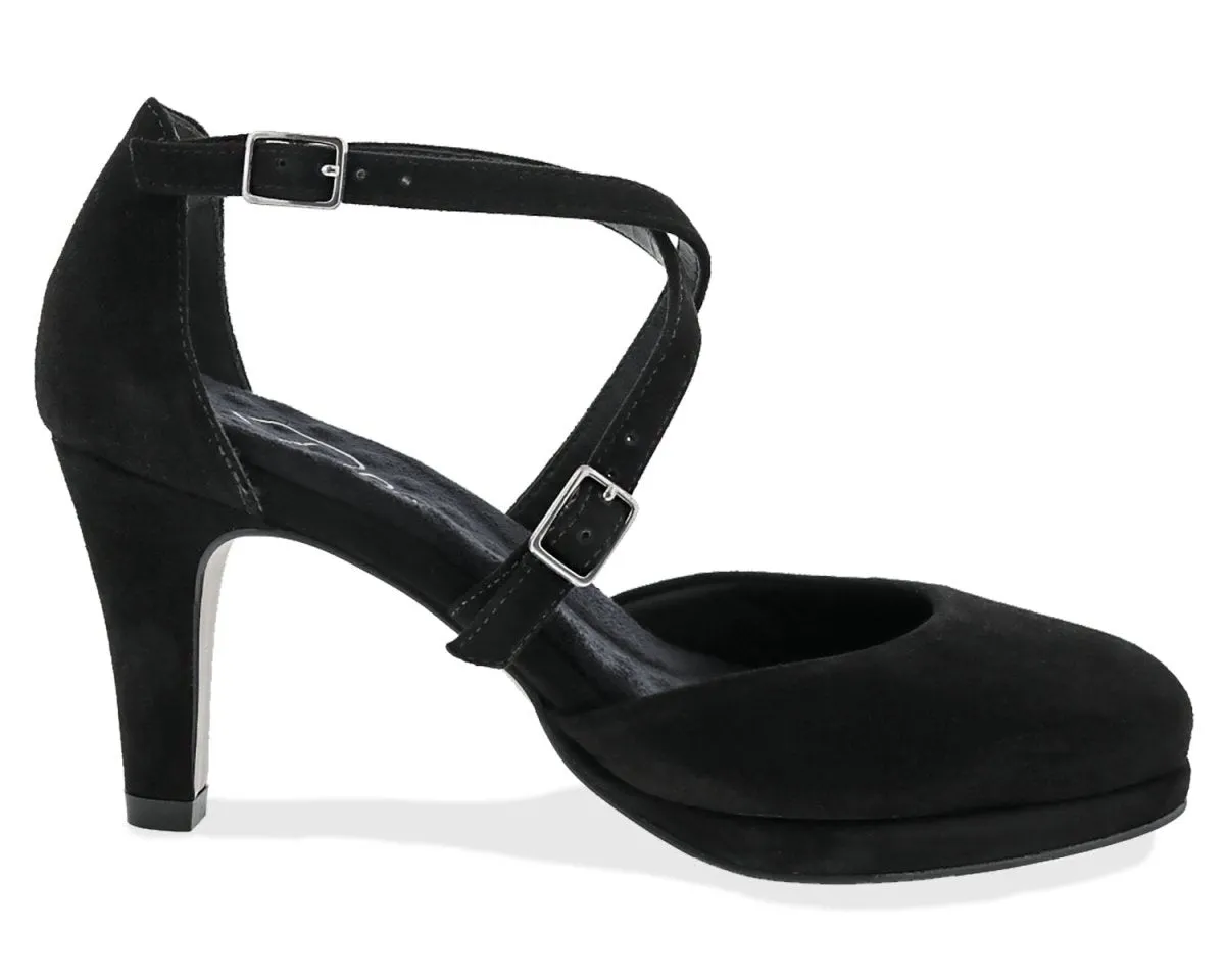 Ros Hommerson Pammy Women's Platform Heels Sandal In Black Suede
