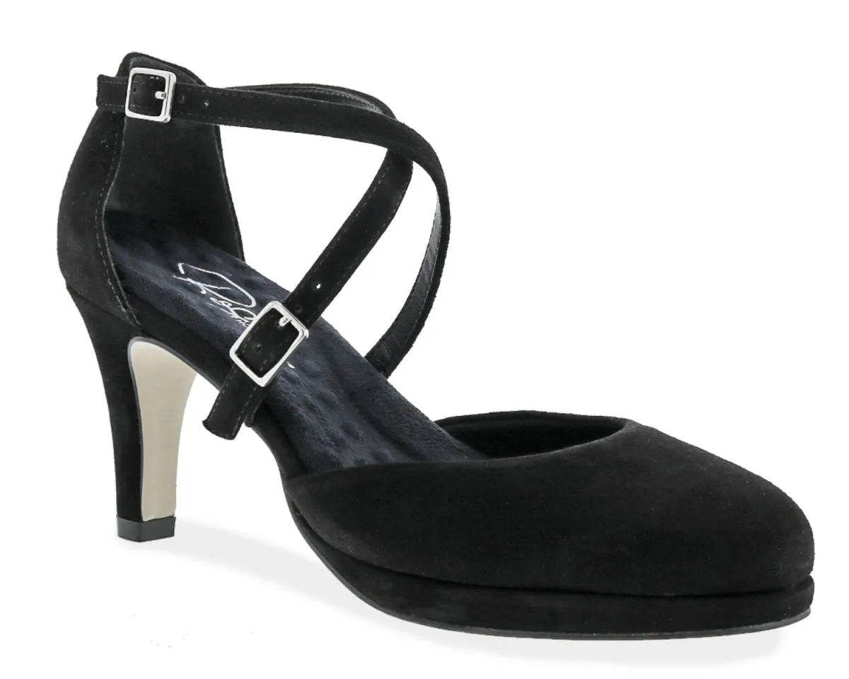 Ros Hommerson Pammy Women's Platform Heels Sandal In Black Suede