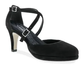 Ros Hommerson Pammy Women's Platform Heels Sandal In Black Suede