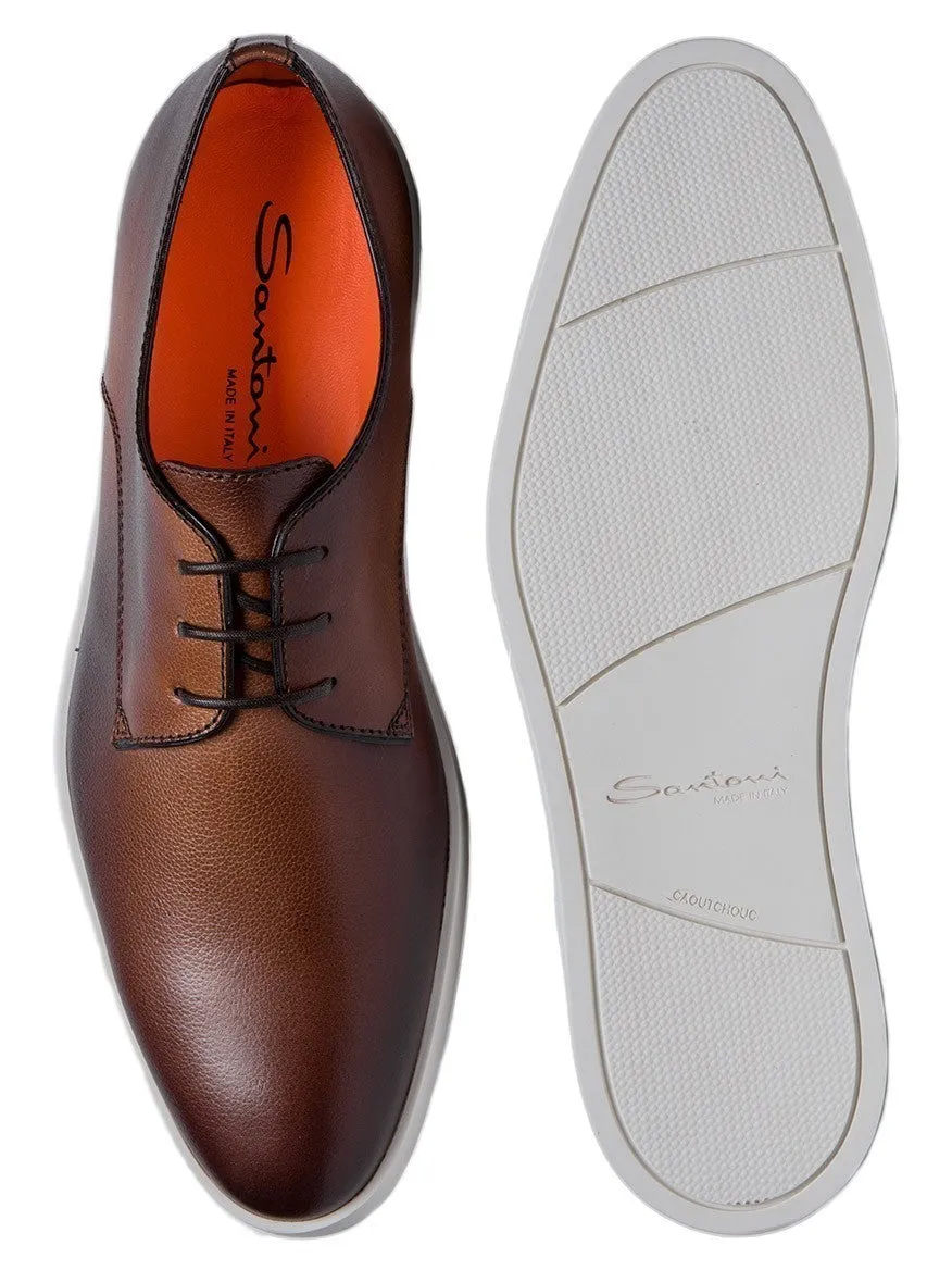 Santoni Dilate Leather Oxford in Dark Brown