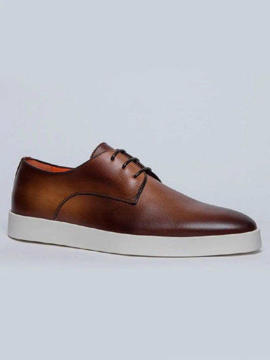Santoni Dilate Leather Oxford in Dark Brown