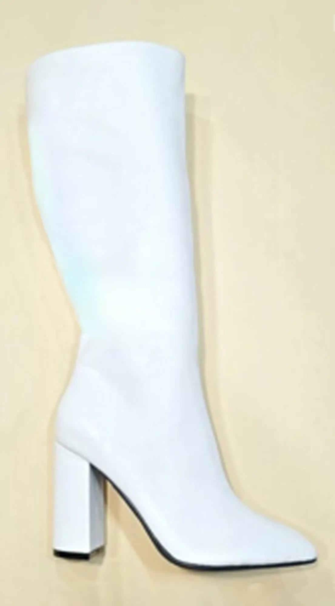 Sasha Block Heel Pointed Toe Boots - White