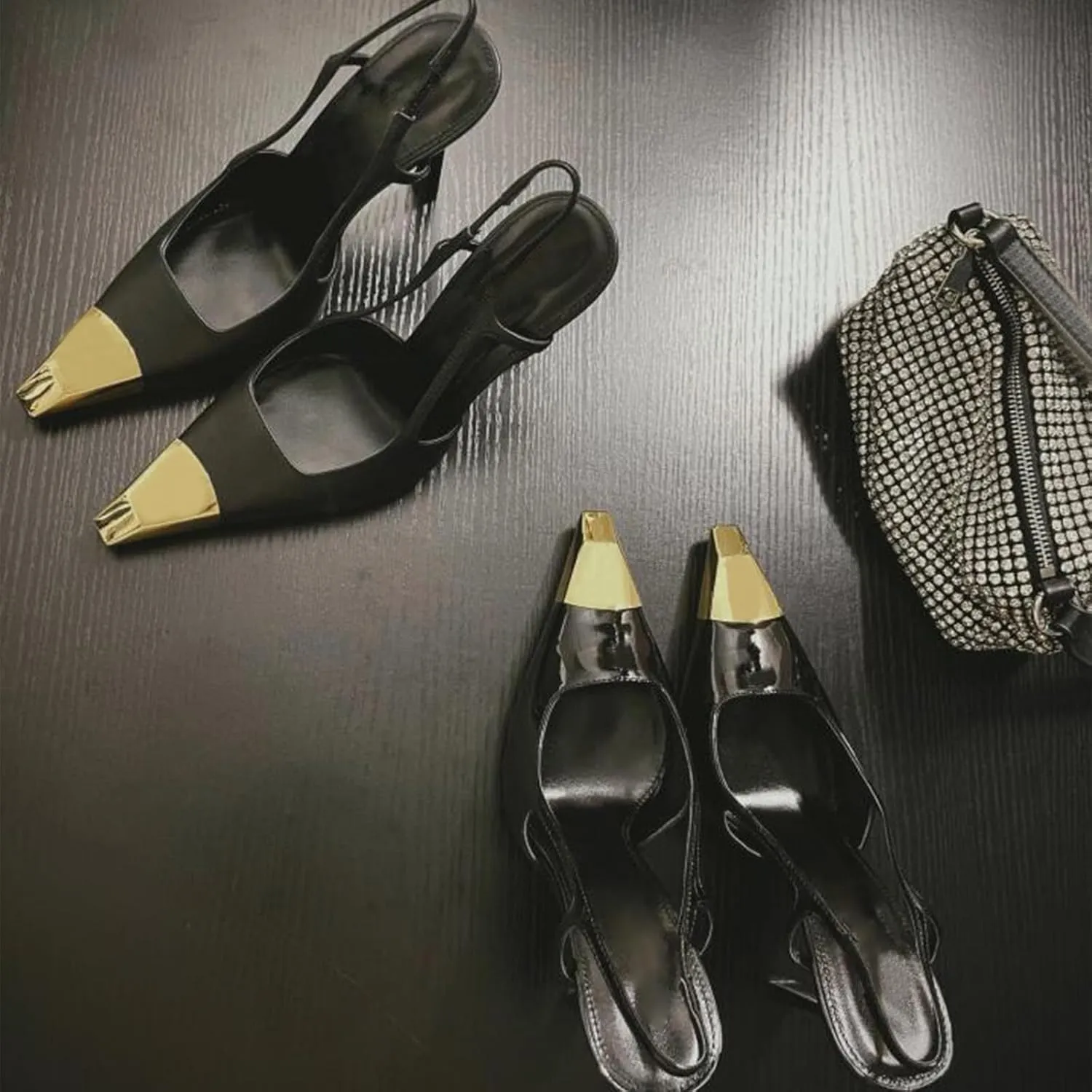 Slingback Heels For Women Pointed Closed Toe Stiletto Heels Pumps,Women's Basic Classic Pumps Mid High Heels Wedding Dress Shoes