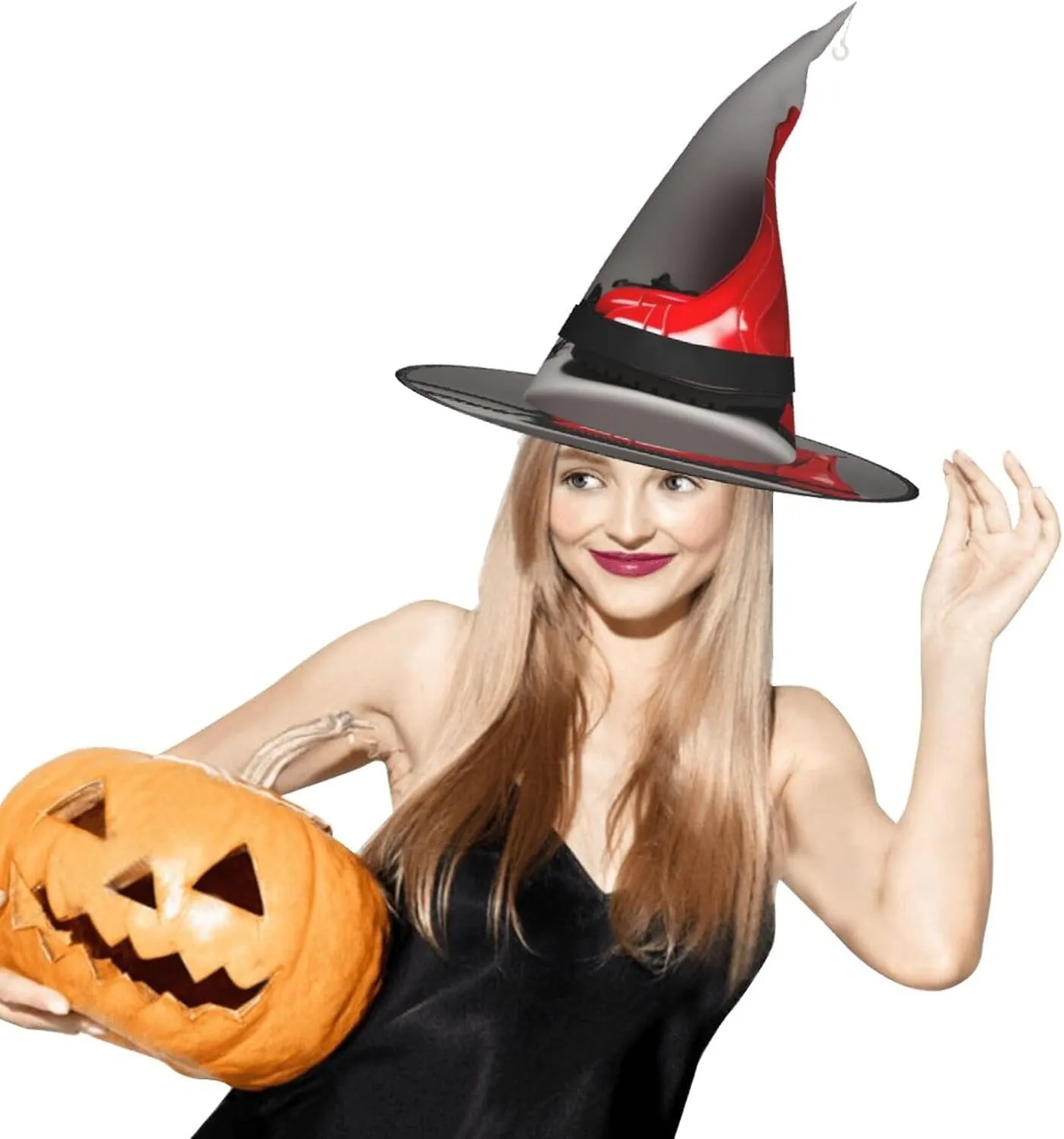 SSIMOO Magic Red Mushroom Women'S Halloween Witch Hat - Led Light-Up Cap - Ideal For Parties And Role-Plays