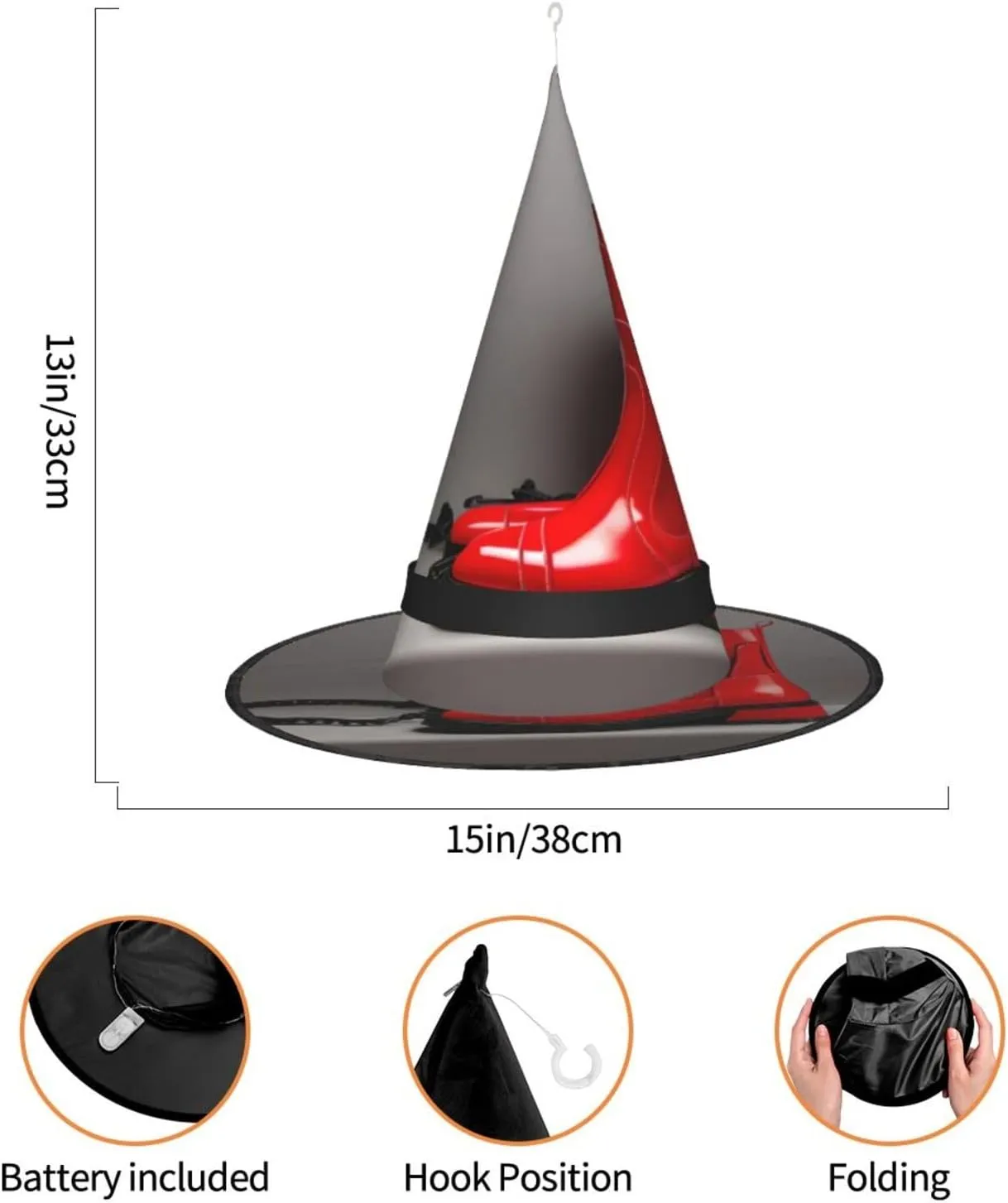 SSIMOO Magic Red Mushroom Women'S Halloween Witch Hat - Led Light-Up Cap - Ideal For Parties And Role-Plays