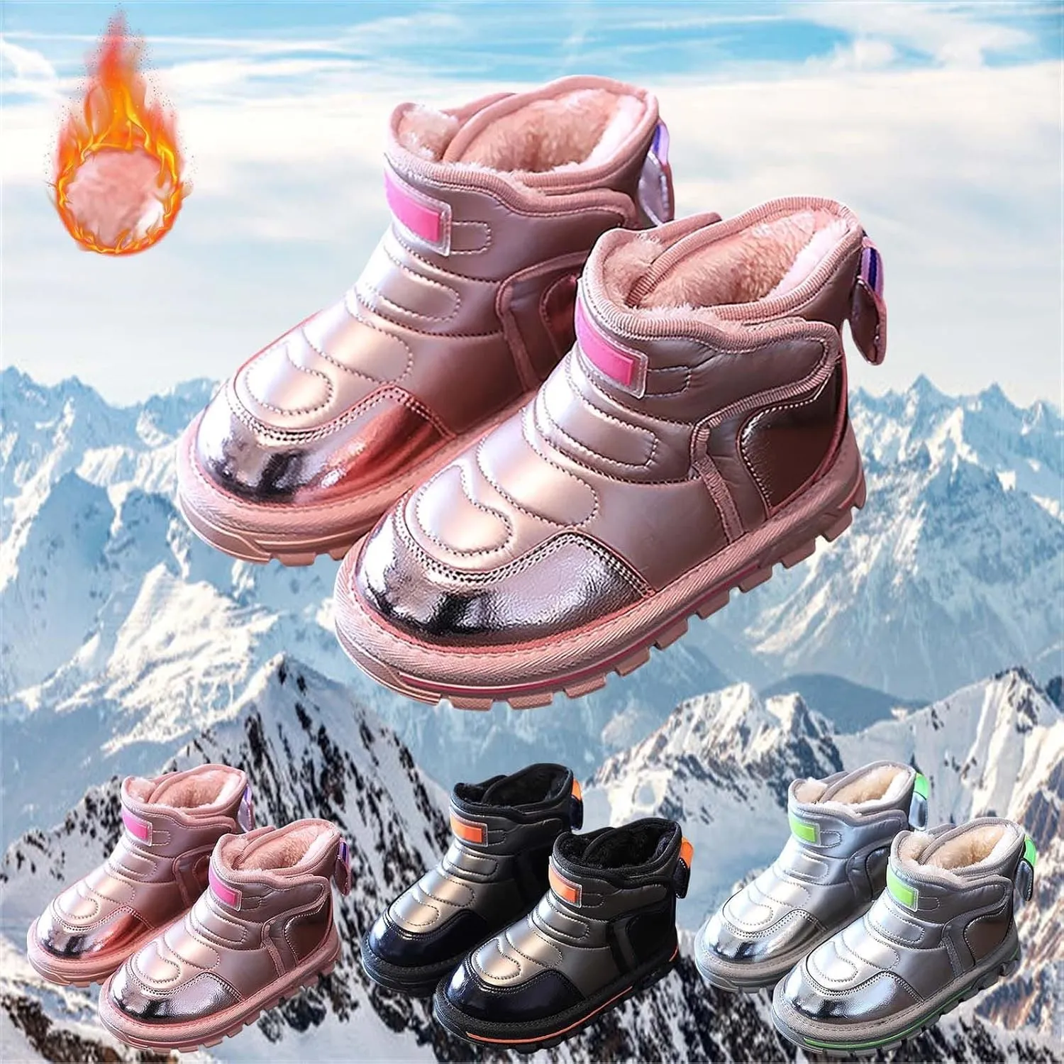 Winter Girls Boys Ankle Boots Comfortable Warm Lined Casual Sports Shoes Kids Faux  Insulated Mud Boots Kids
