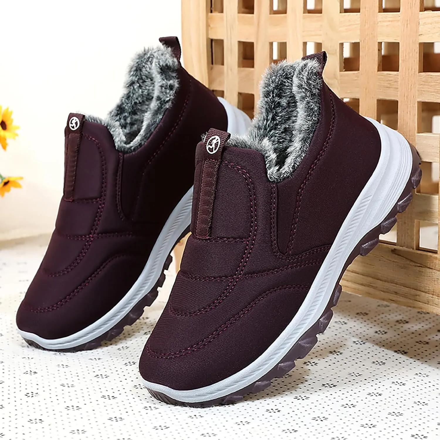 Women Winter Snow Boots Comfortable Warm Fu Lined Slip on Ankle Boots Lightweight aterproof Outdoor Booties