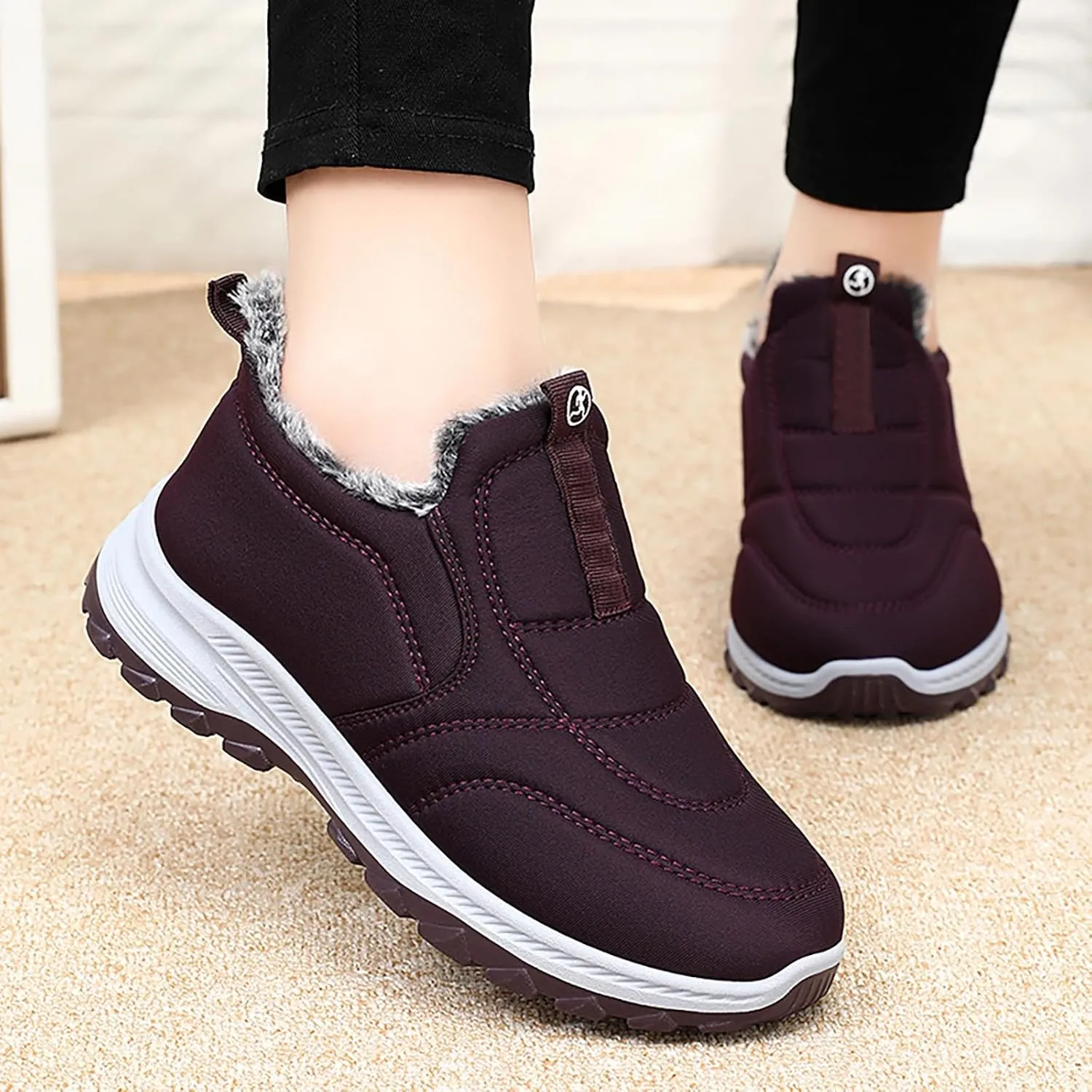 Women Winter Snow Boots Comfortable Warm Fu Lined Slip on Ankle Boots Lightweight aterproof Outdoor Booties