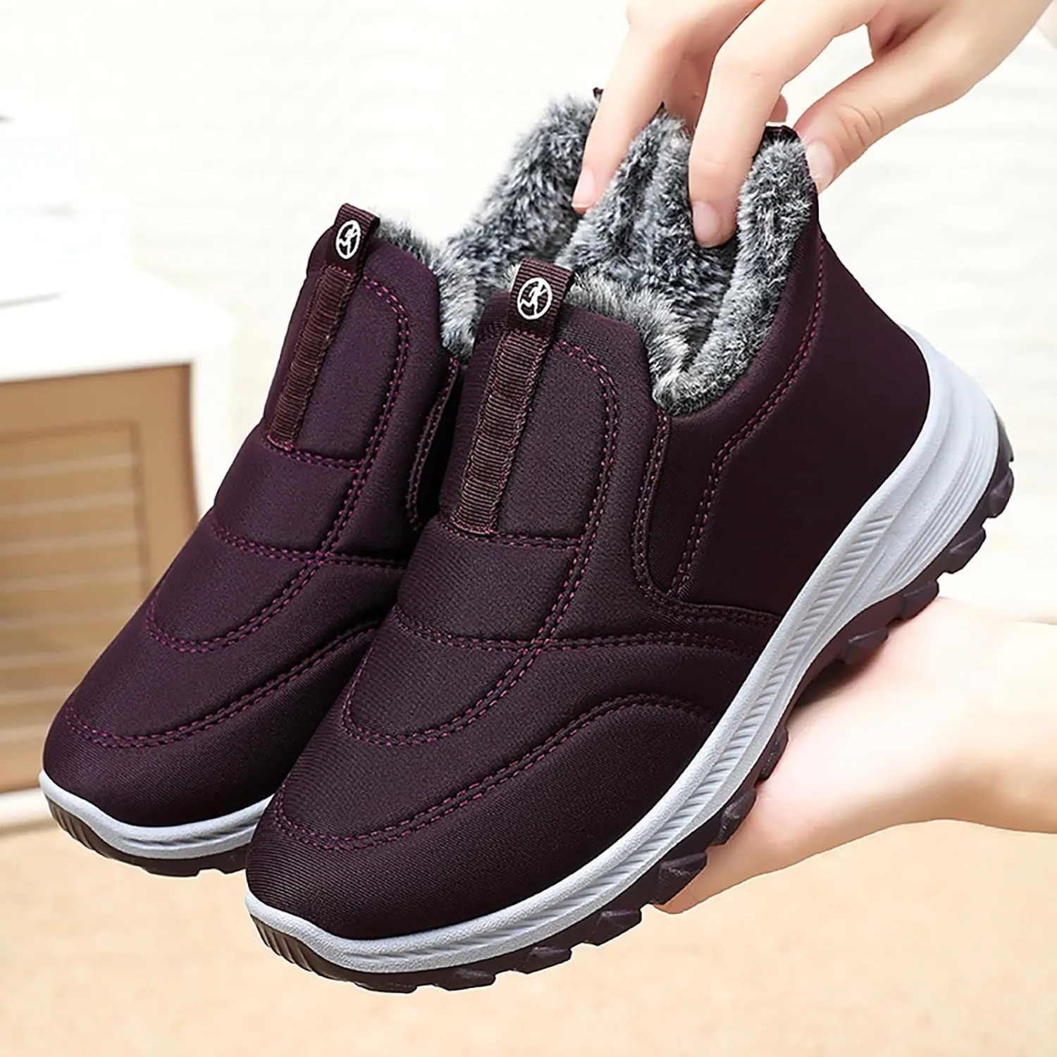 Women Winter Snow Boots Comfortable Warm Fu Lined Slip on Ankle Boots Lightweight aterproof Outdoor Booties