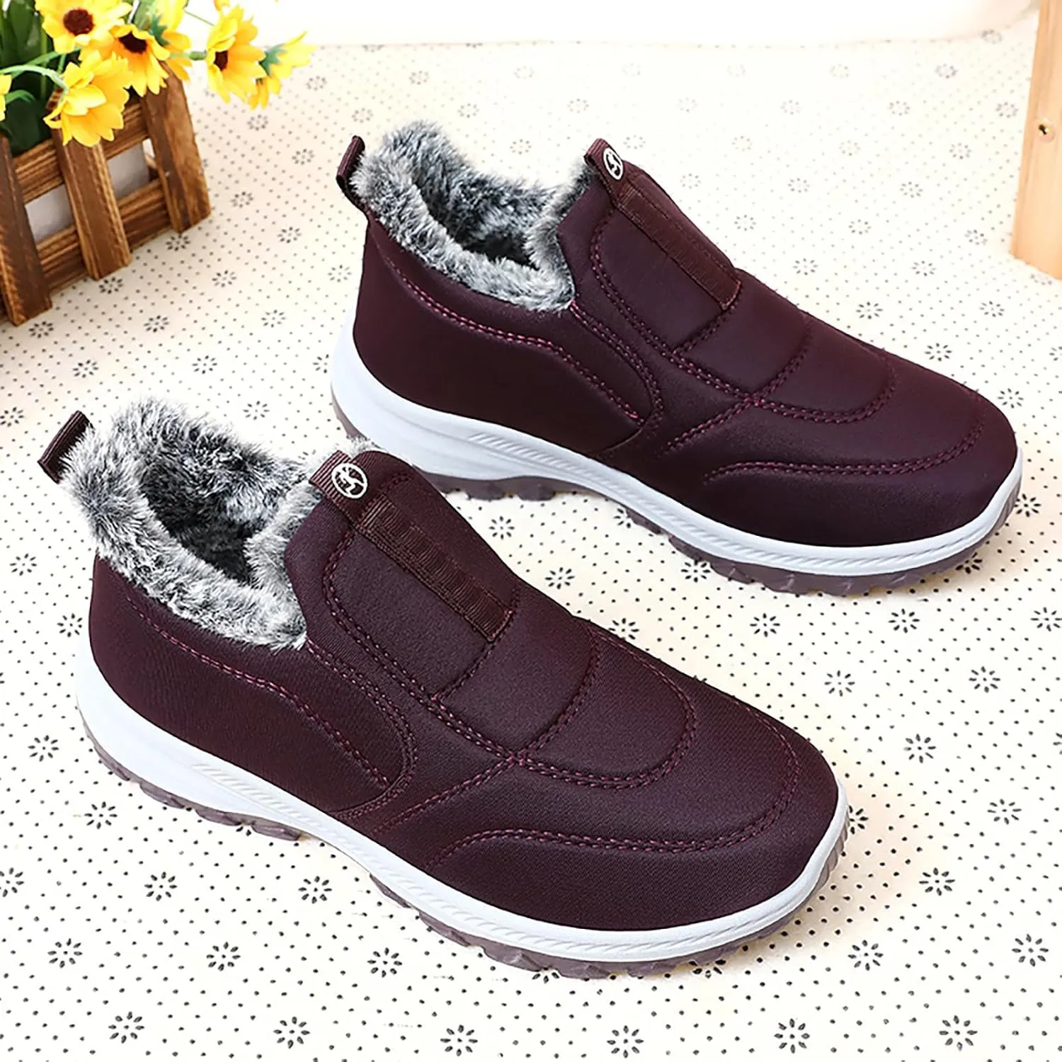 Women Winter Snow Boots Comfortable Warm Fu Lined Slip on Ankle Boots Lightweight aterproof Outdoor Booties