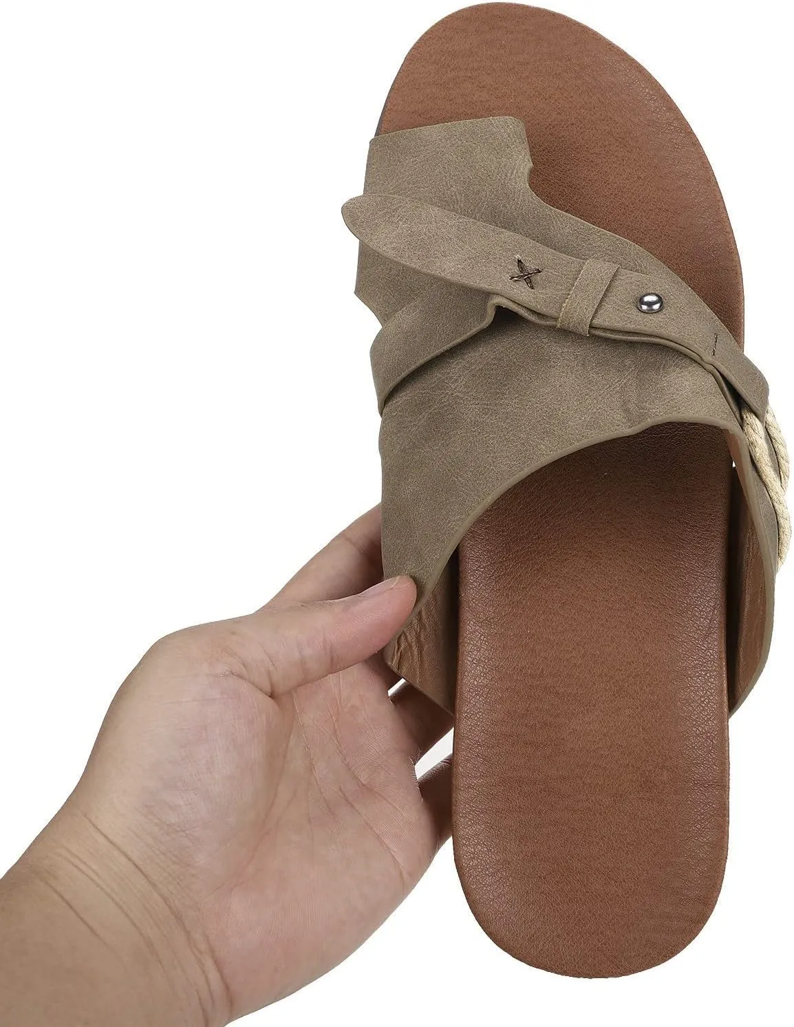 Women's Casual Flat Flip Flop 2025 Open Toe Solid Color Lightweight Orthopedic Sandals Summer Comfy Breathable Casual Beach Outdoor Walking Travel Shoe