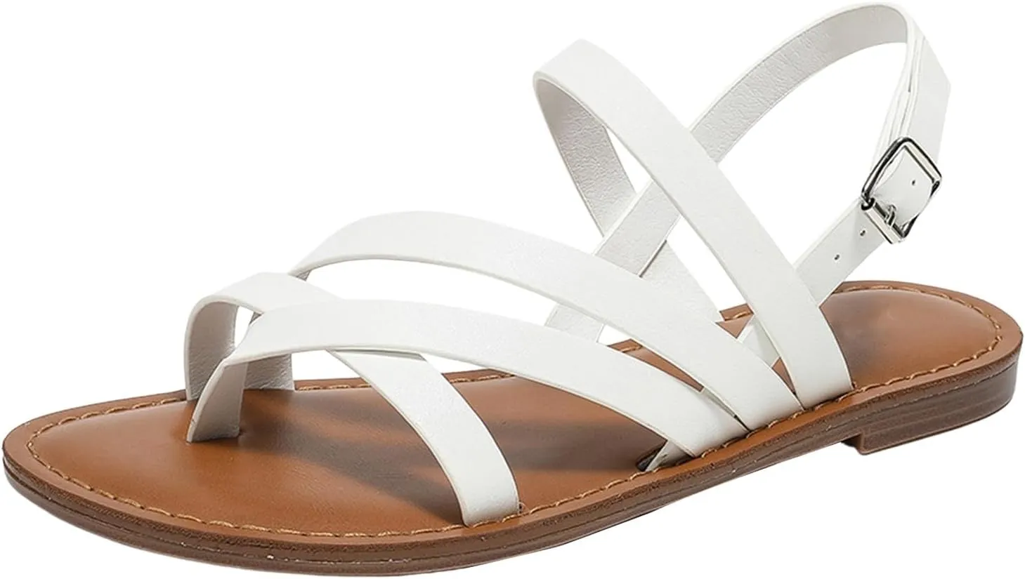 Women's Casual Strappy Sandal,Adjustable Casual Fisherman Open Toe Slingback Ankle Strap Sandals for Beach Travel Walking Daily Day