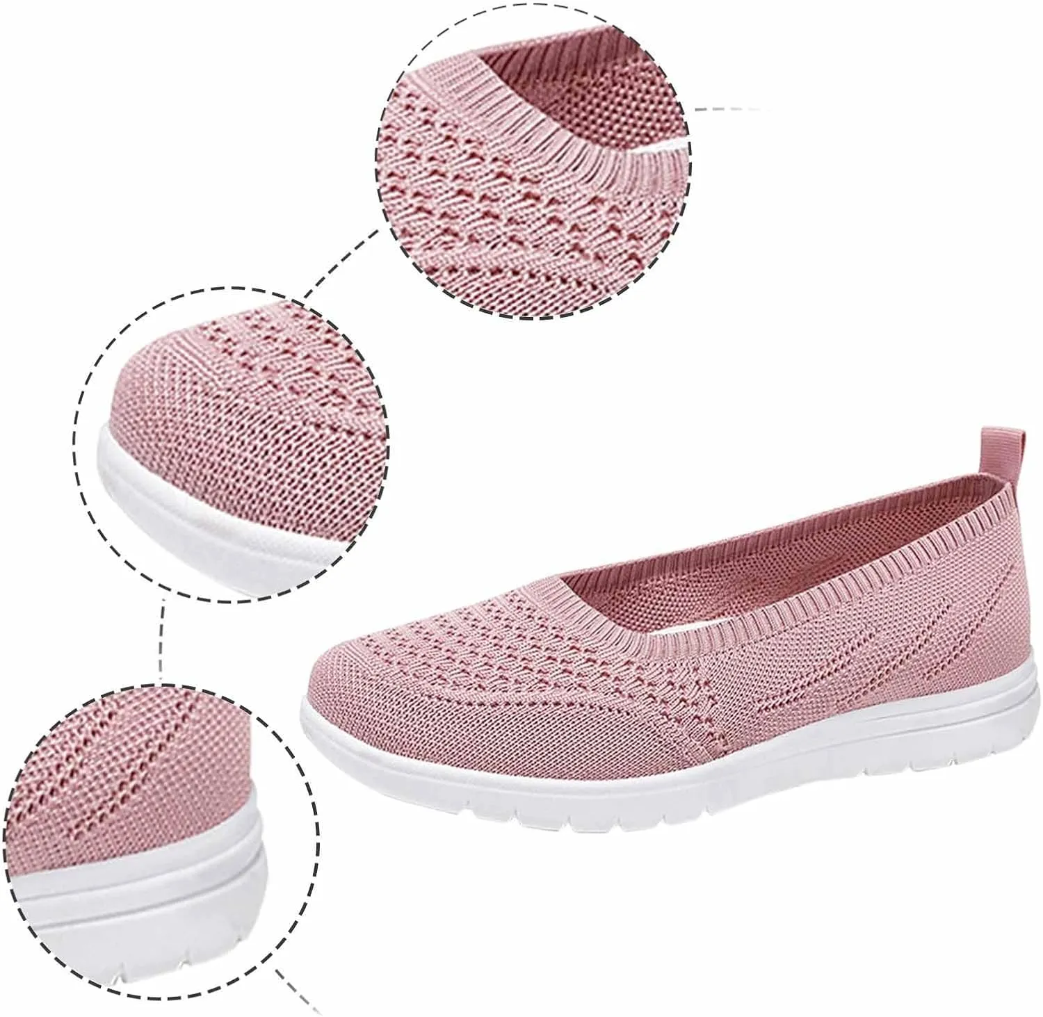Womens Flats Slip On Go Summer Knit Walking Shoes Breathable Soft Mesh Loafers Athletic Ballet Flats Classic Dress Shoes