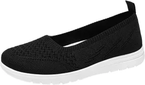 Womens Flats Slip On Go Summer Knit Walking Shoes Breathable Soft Mesh Loafers Athletic Ballet Flats Classic Dress Shoes