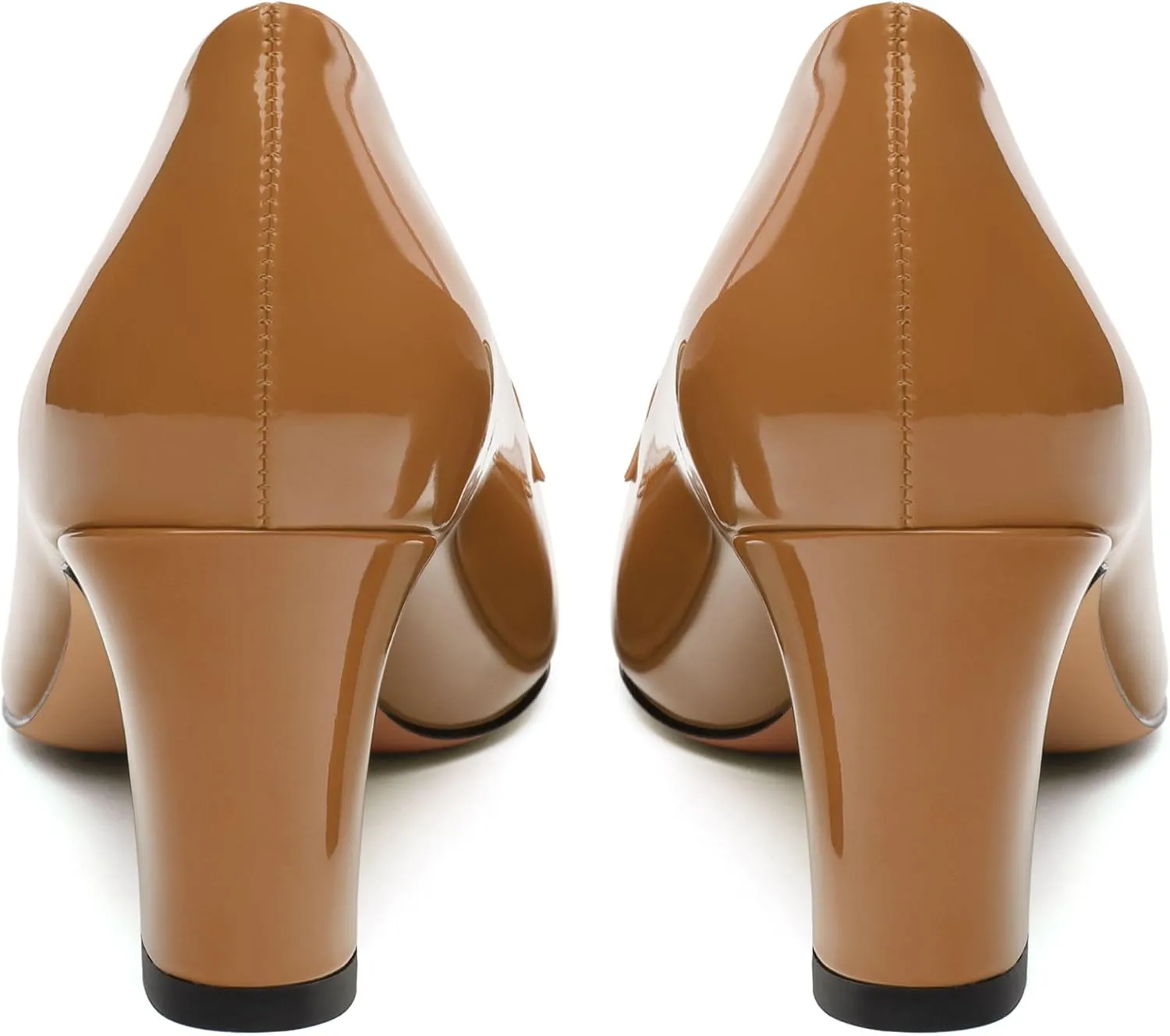 Womens Mid high Heels,Metal Buckle Patent Square Toe Pumps,Slip-on Loafers,Office Classic Casual Shoes 2.5IN