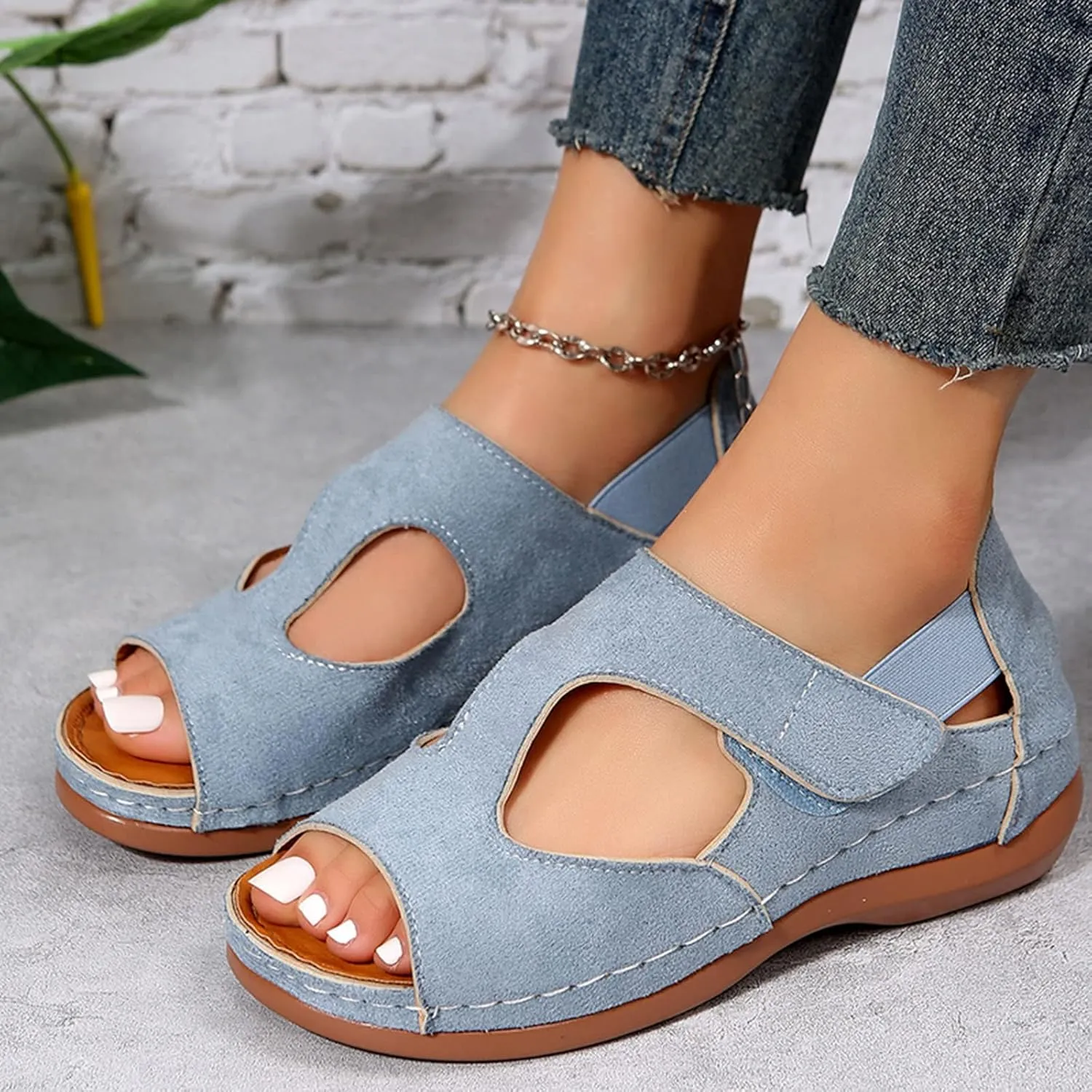 Womens Sandals Dressy Retro Wedge Sandals Cute Casual Fashion Summer Outdoor Lightweight Walking Shoes