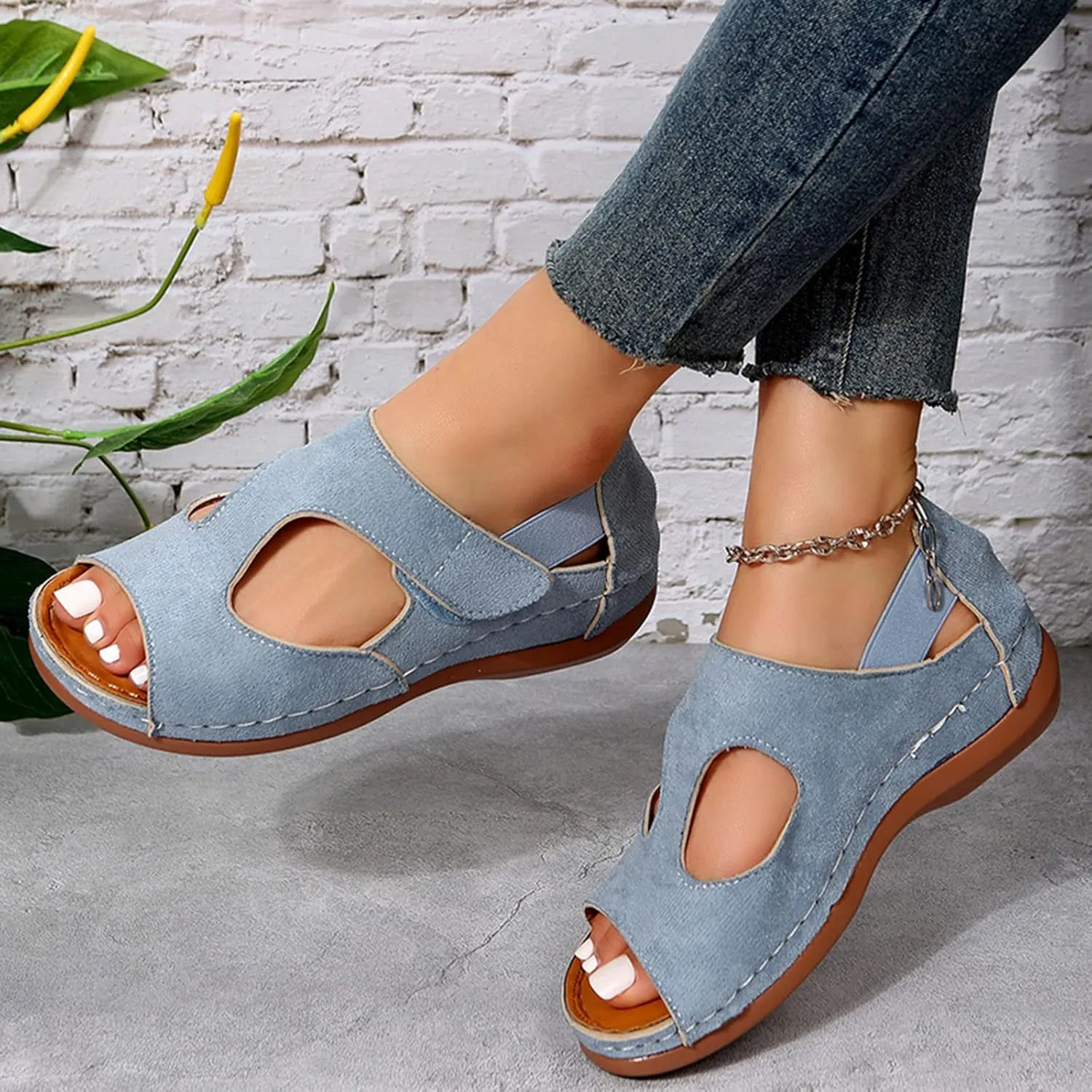 Womens Sandals Dressy Retro Wedge Sandals Cute Casual Fashion Summer Outdoor Lightweight Walking Shoes