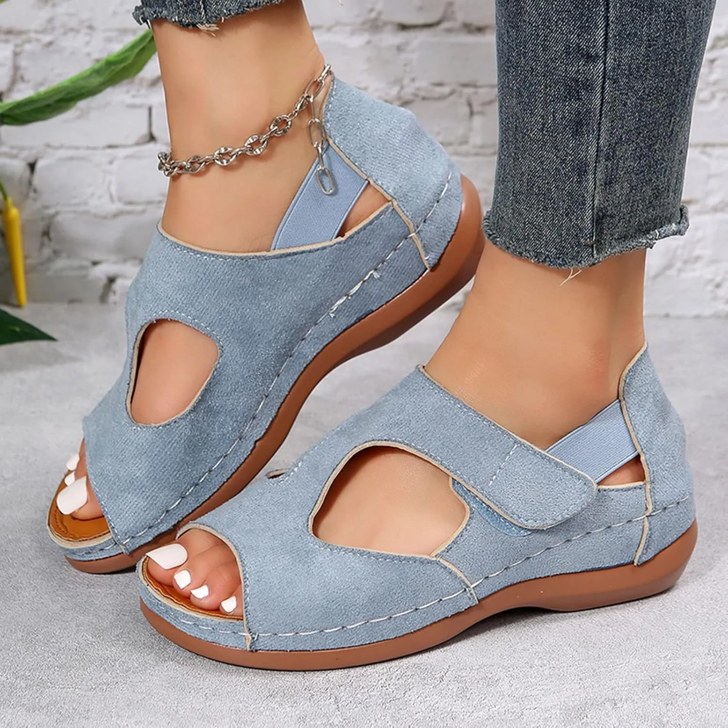 Womens Sandals Dressy Retro Wedge Sandals Cute Casual Fashion Summer Outdoor Lightweight Walking Shoes