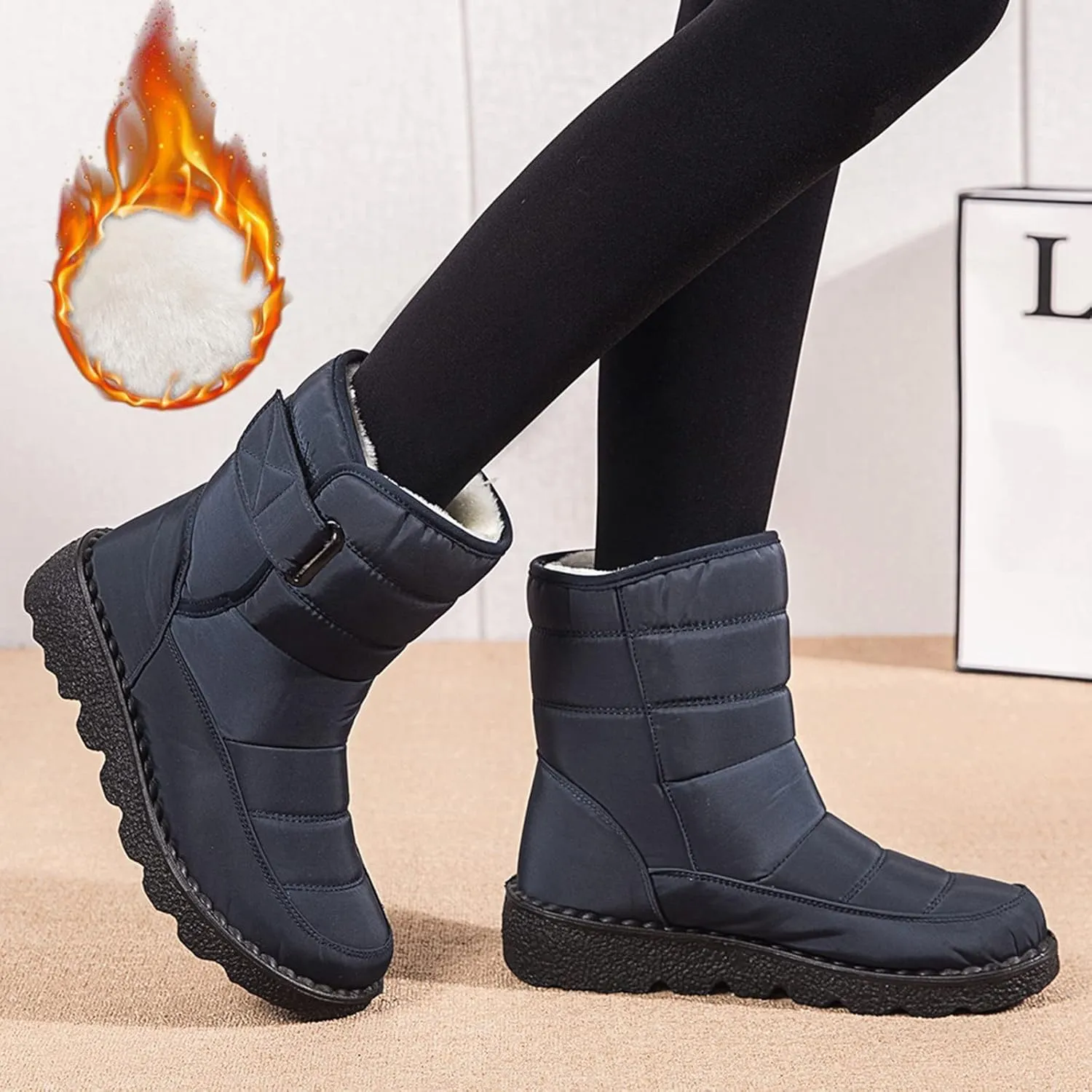 Womens Snow Boots Warm Fur Lined Winter Boots Waterproof Non Slip Ankle Boot Comfortable Walking Shoes for Women