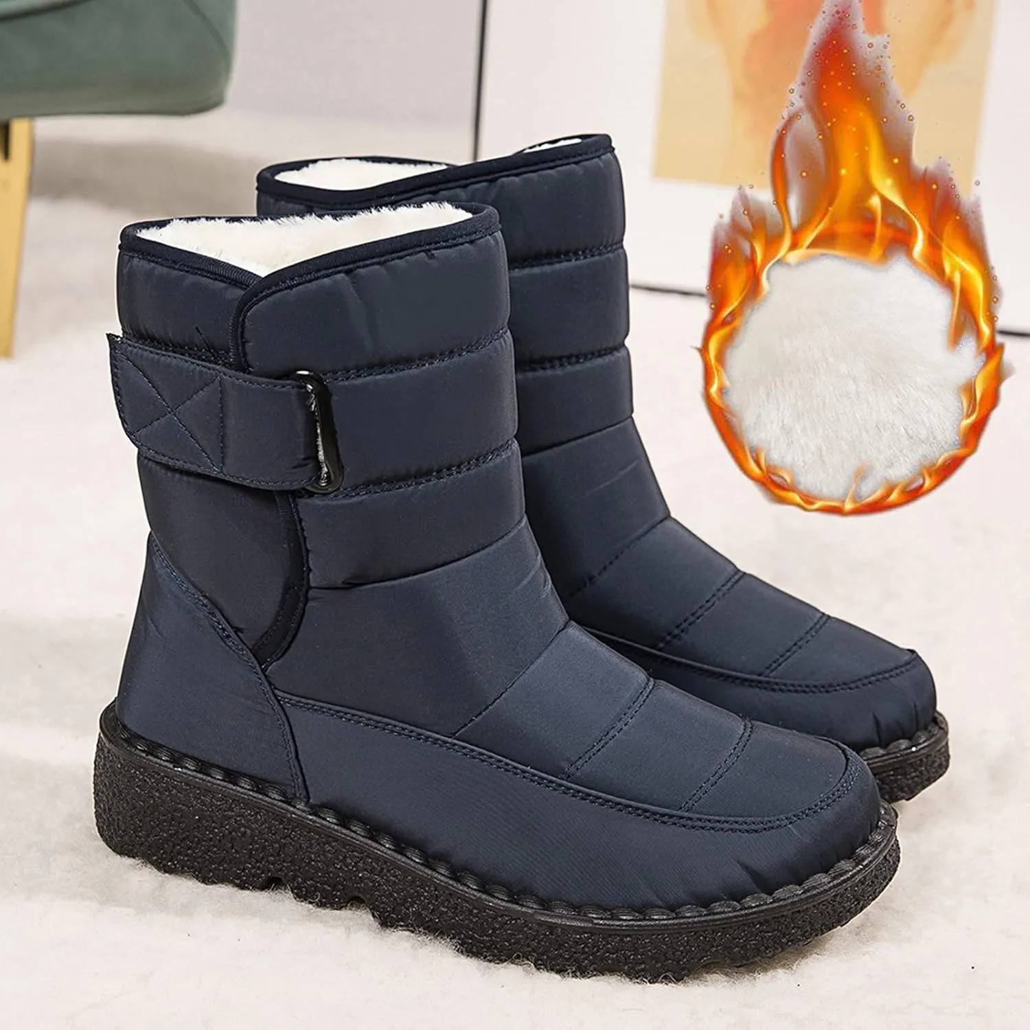 Womens Snow Boots Warm Fur Lined Winter Boots Waterproof Non Slip Ankle Boot Comfortable Walking Shoes for Women