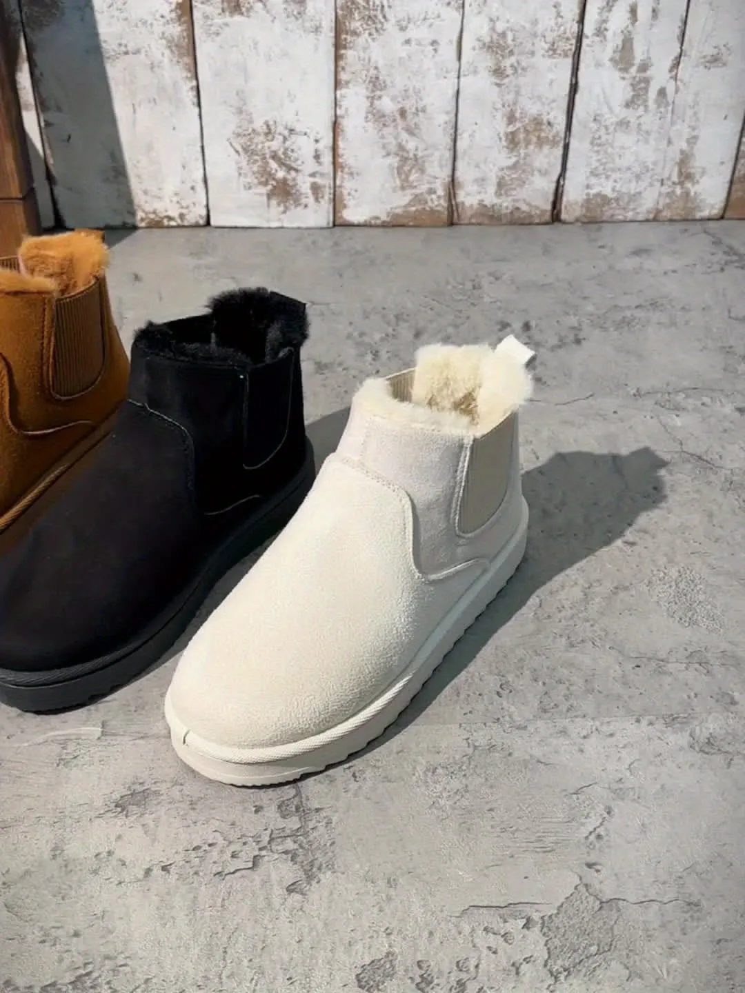 Women's Solid Color Short Boots, Casual Slip On Plush Lined Ankle Boots, Comfortable Winter Boots